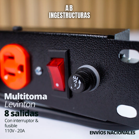 MULTITOMA PROFESIONAL LEVITON CON INTERRUPTOR Y FUSIBLE - 8 SALIDAS
