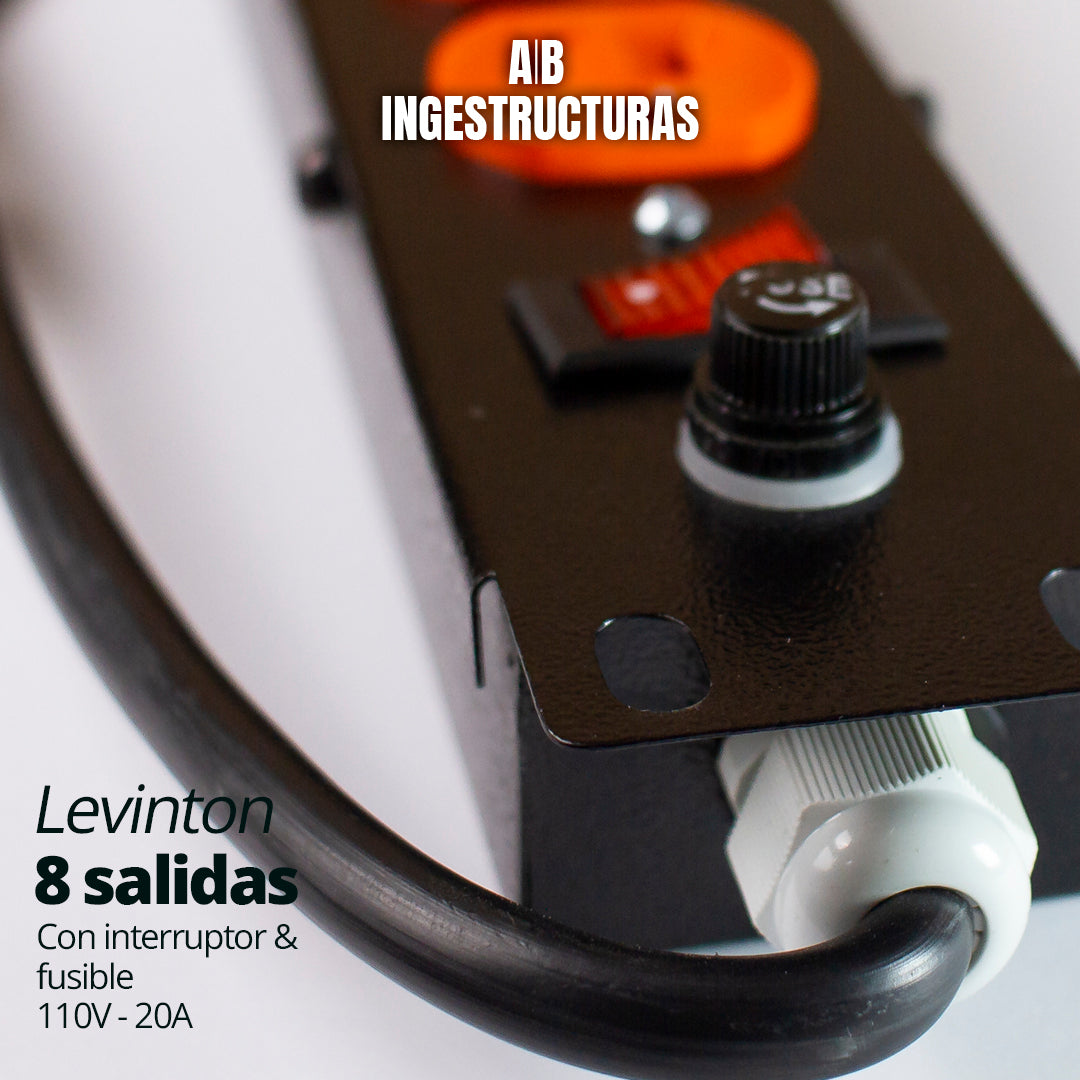 MULTITOMA PROFESIONAL LEVITON CON INTERRUPTOR Y FUSIBLE - 8 SALIDAS