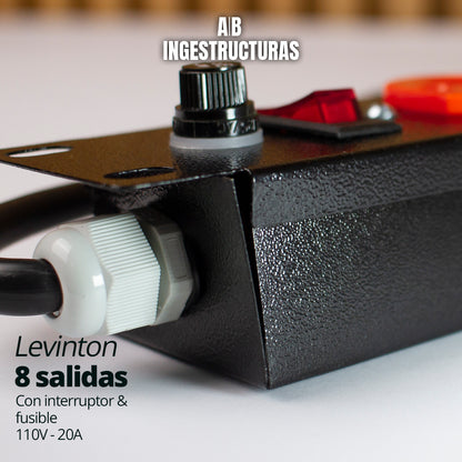 MULTITOMA PROFESIONAL LEVITON CON INTERRUPTOR Y FUSIBLE - 8 SALIDAS