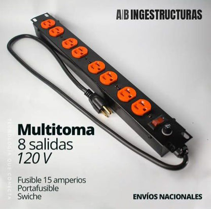 MULTITOMA PROFESIONAL LEVITON CON INTERRUPTOR Y FUSIBLE - 8 SALIDAS